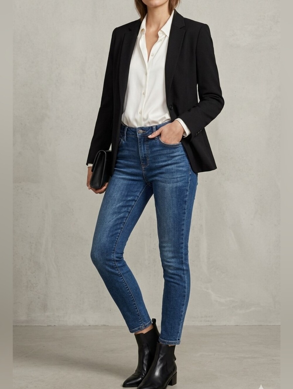RW&CO Skinny Mid Rise Ankle Jeans In Medium Blue Wash